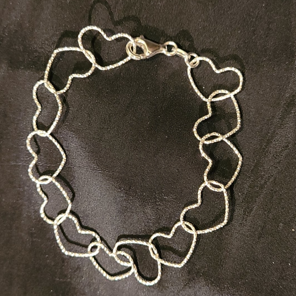 Sterling silver heart link bracelet